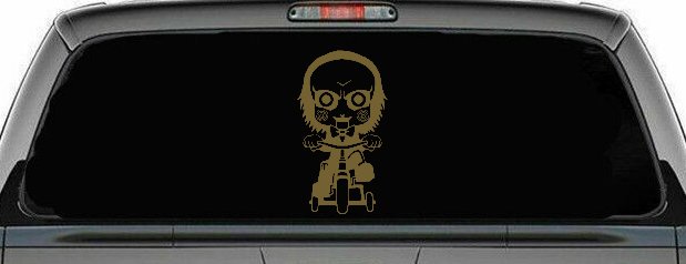 Jigsaw Horror Baby Kid Gothic Halloween Car or Truck Window Vinyl Decal Sticker (Gold)