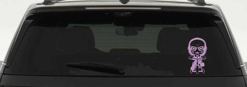 Jigsaw Horror Baby Kid Gothic Halloween Car or Truck Window Vinyl Decal Sticker (Lilac)