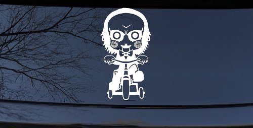 Jigsaw Horror Baby Kid Gothic Halloween Car or Truck Window Decal Sticker (White)