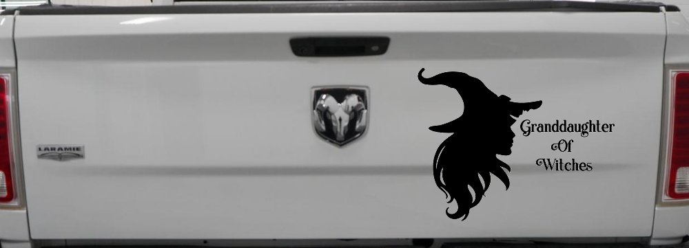 Granddaughter of Witches Gothic Halloween Car or Truck Window Decal Sticker (Black)