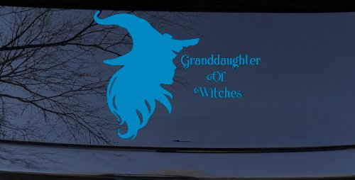Granddaughter of Witches Gothic Halloween Car or Truck Window Decal Sticker (Blue)