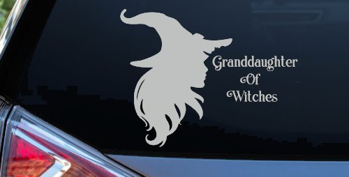 Granddaughter of Witches Gothic Halloween Car or Truck Window Vinyl Decal Sticker (Light Gray)