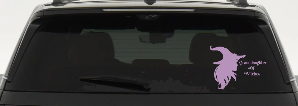 Granddaughter of Witches Gothic Halloween Car or Truck Window Decal Sticker (Lilac)