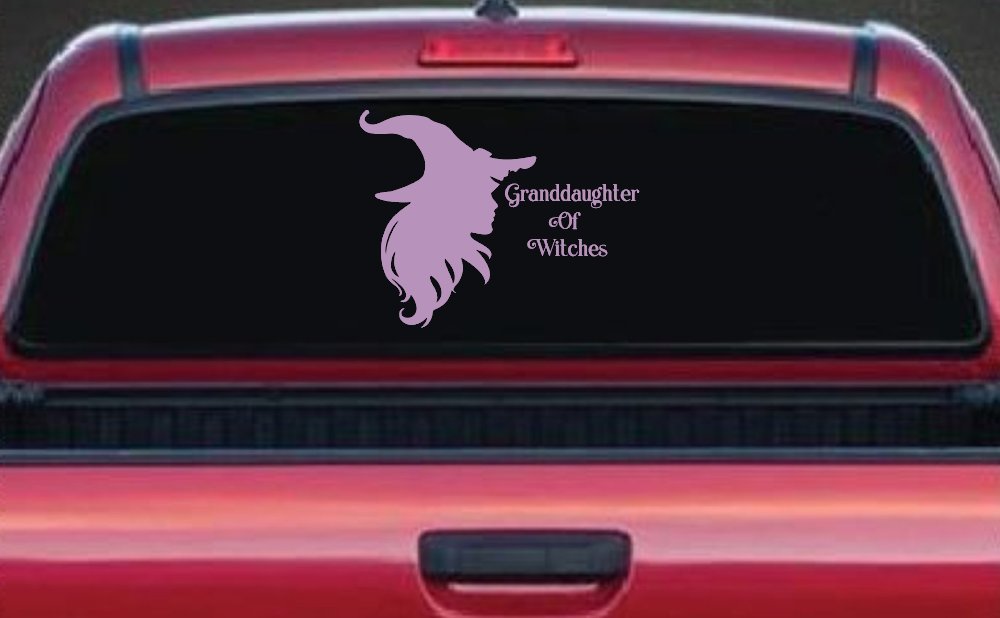 Granddaughter of Witches Gothic Halloween Car or Truck Window Decal Sticker (Lilac)