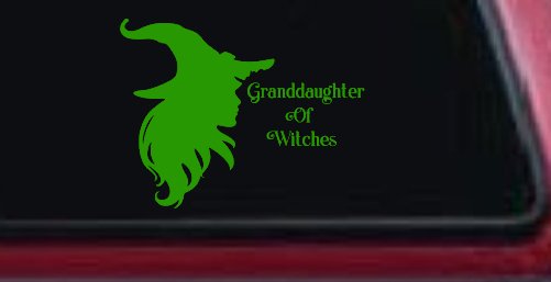 Granddaughter of Witches Gothic Halloween Car or Truck Window Vinyl Decal Sticker (Lime)