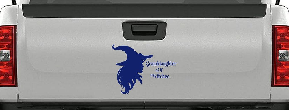 Granddaughter of Witches Gothic Halloween Car or Truck Window Vinyl Decal Sticker (Navy)