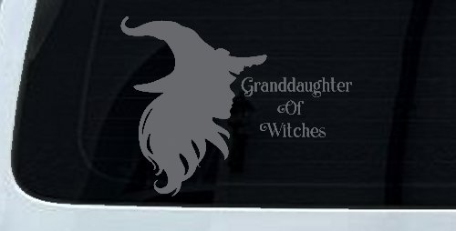 Granddaughter of Witches Gothic Halloween Car or Truck Window Decal Sticker (Silver)