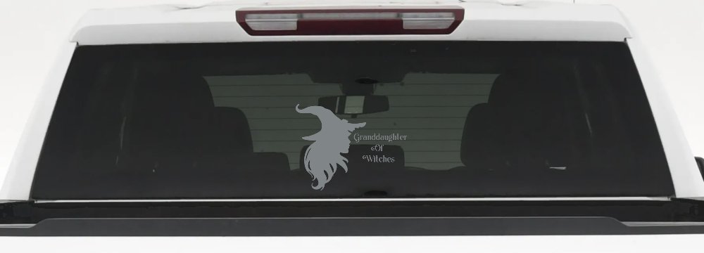 Granddaughter of Witches Gothic Halloween Car or Truck Window Vinyl Decal Sticker (Telegrey)