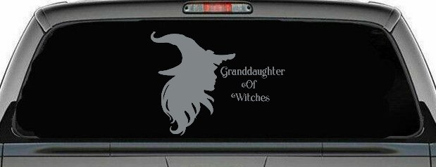 Granddaughter of Witches Gothic Halloween Car or Truck Window Decal Sticker (Telegrey)
