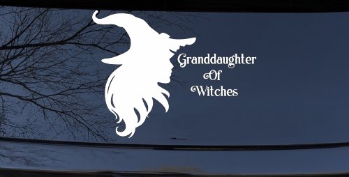 Granddaughter of Witches Gothic Halloween Car or Truck Window Vinyl Decal Sticker (White)