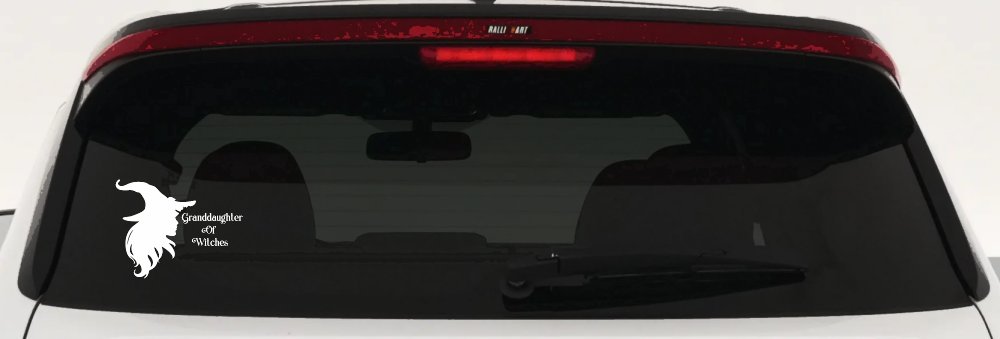 Granddaughter of Witches Gothic Halloween Car or Truck Window Decal Sticker (White)