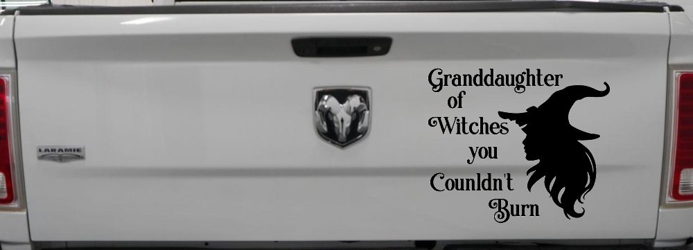 Granddaughter of Witches You Couldnt Burn Gothic Halloween Car or Truck Window Decal Sticker (Black)