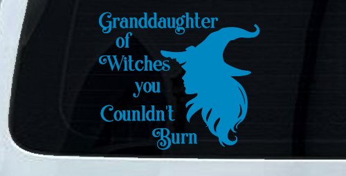 Granddaughter of Witches You Couldnt Burn Gothic Halloween Car or Truck Window Decal Sticker (Blue)