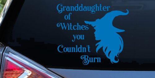 Granddaughter of Witches You Couldnt Burn Gothic Halloween Car or Truck Window Decal Sticker (Sky Blue)