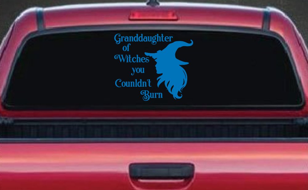 Granddaughter of Witches You Couldnt Burn Gothic Halloween Car or Truck Window Vinyl Decal Sticker (Sky Blue)
