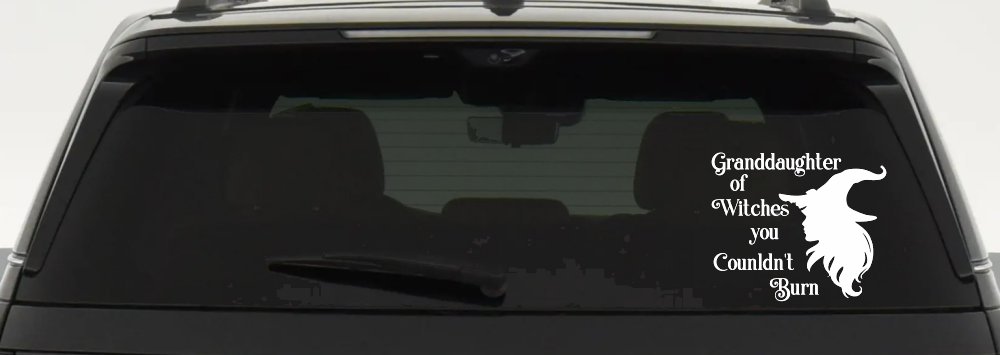 Granddaughter of Witches You Couldnt Burn Gothic Halloween Car or Truck Window Decal Sticker (White)