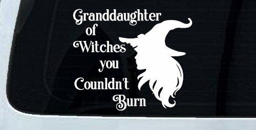 Granddaughter of Witches You Couldnt Burn Gothic Halloween Car or Truck Window Decal Sticker (White)