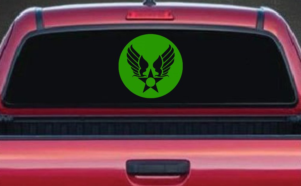 Army Air Corps Crest  Military Car or Truck Window Decal Sticker (Lime)