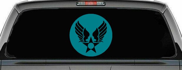 Army Air Corps Crest  Military Car or Truck Window Decal Sticker (Turquoise Blue)
