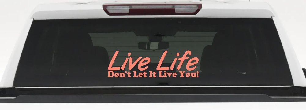 Live Life Don't Let It Live You Inspirational Car or Truck Window Decal Sticker (Coral)