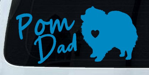 Pomeranian Pom Dad Dog Car or Truck Window Decal Sticker (Blue)