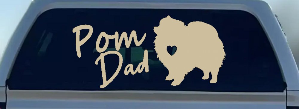 Pomeranian Pom Dad Dog Car or Truck Window Decal Sticker (Desert Sand)