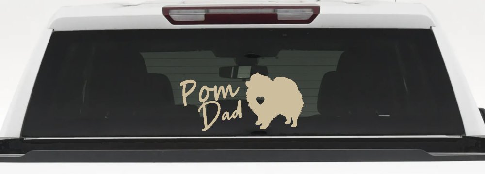 Pomeranian Pom Dad Dog Car or Truck Window Decal Sticker (Desert Sand)