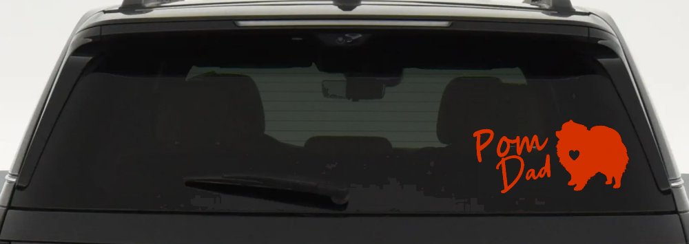Pomeranian Pom Dad Dog Car or Truck Window Decal Sticker (Orange Red)