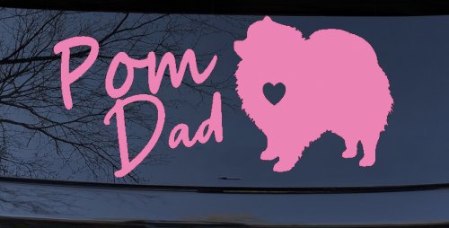 Pomeranian Pom Dad Dog Car or Truck Window Decal Sticker (Pink)
