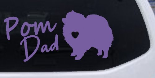 Pomeranian Pom Dad Dog Car or Truck Window Decal Sticker (Purple)