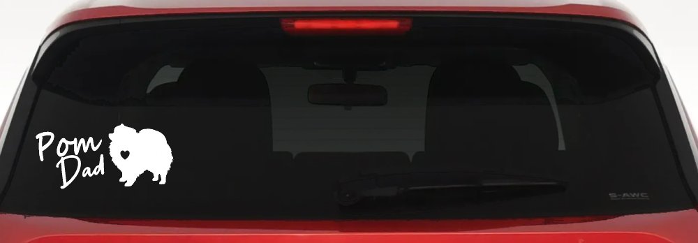 Pomeranian Pom Dad Dog Car or Truck Window Decal Sticker (White)