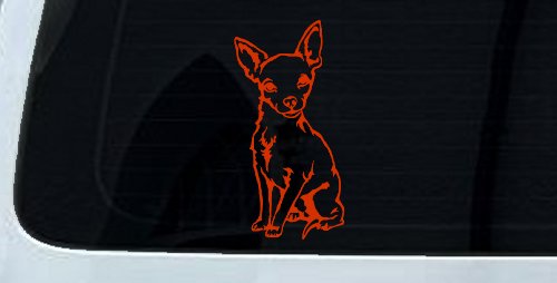 Chihuahua dog Car or Truck Window Decal Sticker (Orange Red)
