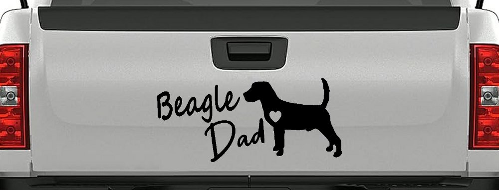 Beagle Dad Dog with Heart Car or Truck Window Decal Sticker
