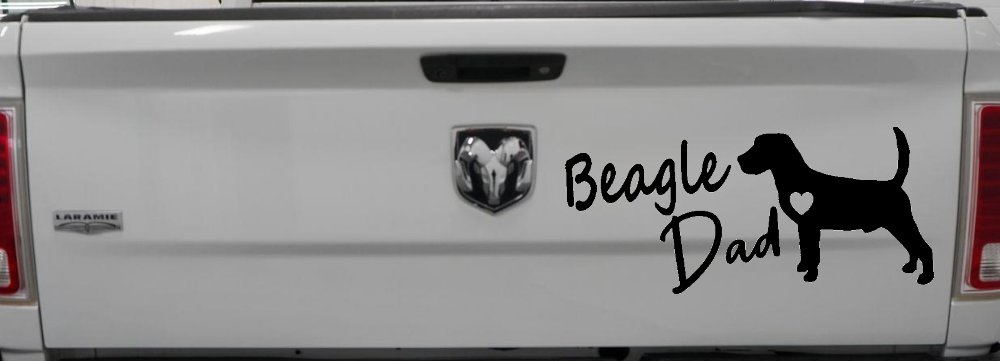 Beagle Dad Dog with Heart Car or Truck Window Vinyl Decal Sticker (Black)