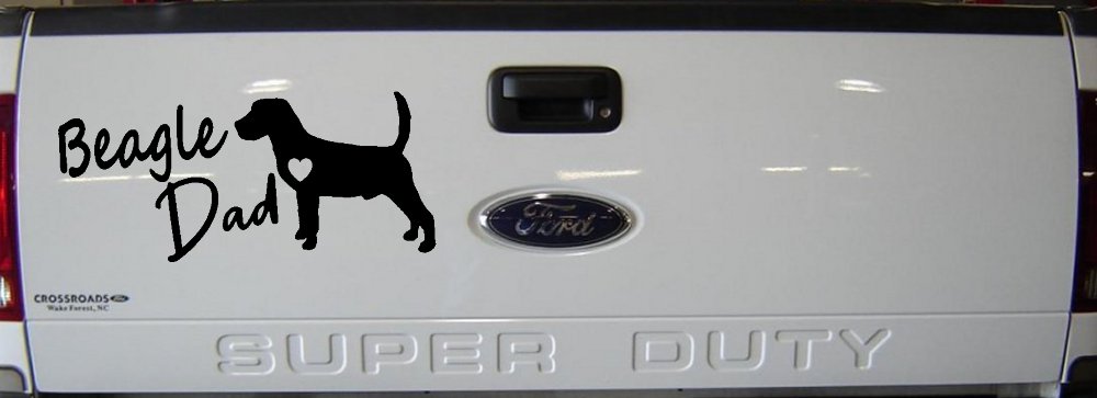Beagle Dad Dog with Heart Car or Truck Window Decal Sticker
