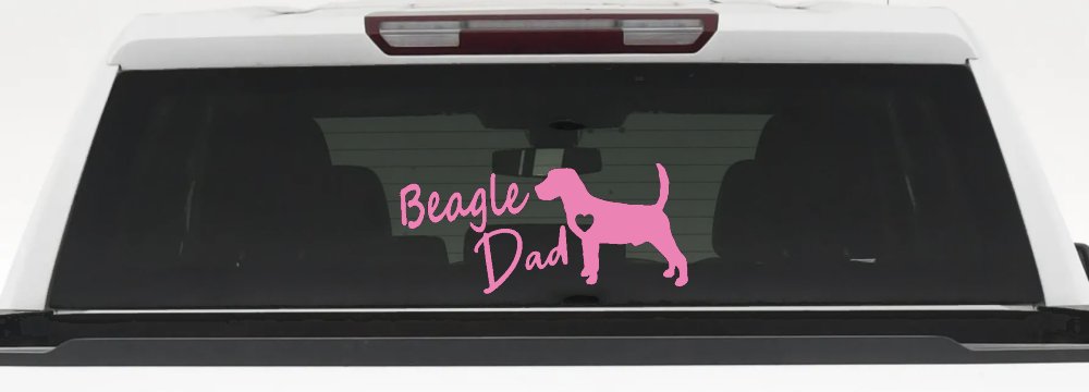 Beagle Dad Dog with Heart Car or Truck Window Decal Sticker