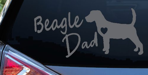 Beagle Dad Dog with Heart Car or Truck Window Decal Sticker