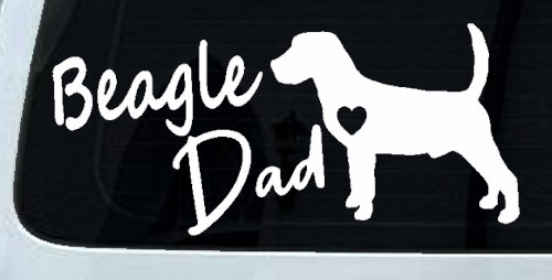 Beagle Dad Dog with Heart Car or Truck Window Decal Sticker
