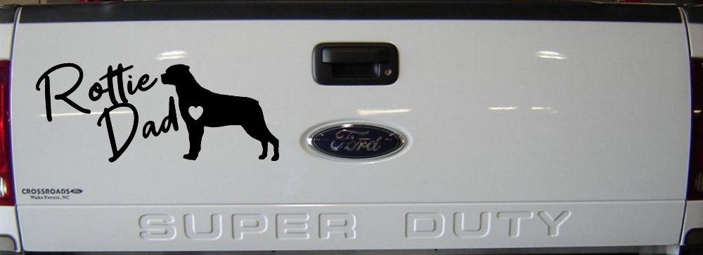 Rottie Dad Rottweiler Dog with Heart Car or Truck Window Decal Sticker (Black)