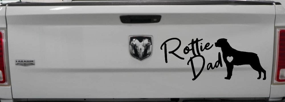 Rottie Dad Rottweiler Dog with Heart Car or Truck Window Decal Sticker