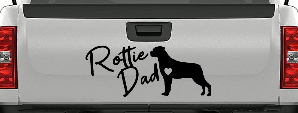 Rottie Dad Rottweiler Dog with Heart Car or Truck Window Decal Sticker
