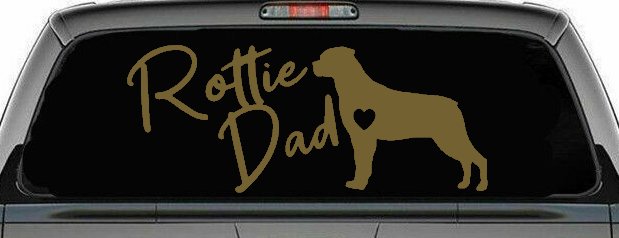 Rottie Dad Rottweiler Dog with Heart Car or Truck Window Decal Sticker