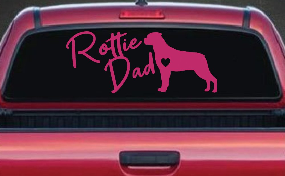 Rottie Dad Rottweiler Dog with Heart Car or Truck Window Decal Sticker