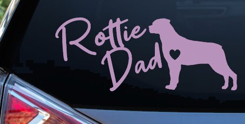Rottie Dad Rottweiler Dog with Heart Car or Truck Window Decal Sticker (Lilac)