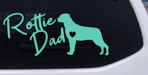 Rottie Dad Rottweiler Dog with Heart Car or Truck Window Decal Sticker (Mint)