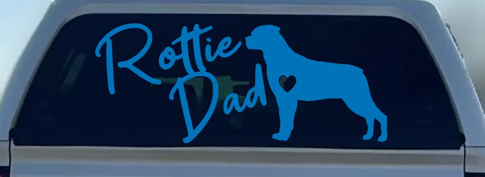 Rottie Dad Rottweiler Dog with Heart Car or Truck Window Decal Sticker (Sky Blue)