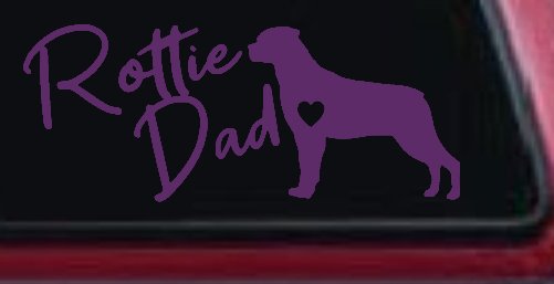 Rottie Dad Rottweiler Dog with Heart Car or Truck Window Decal Sticker (Violet)