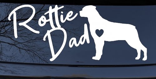 Rottie Dad Rottweiler Dog with Heart Car or Truck Window Decal Sticker
