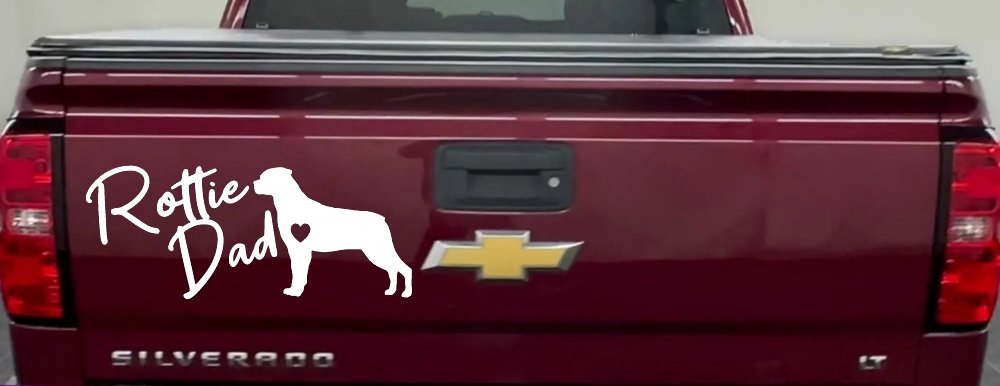 Rottie Dad Rottweiler Dog with Heart Car or Truck Window Decal Sticker