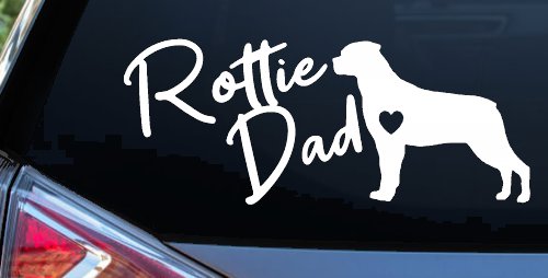 Rottie Dad Rottweiler Dog with Heart Car or Truck Window Decal Sticker